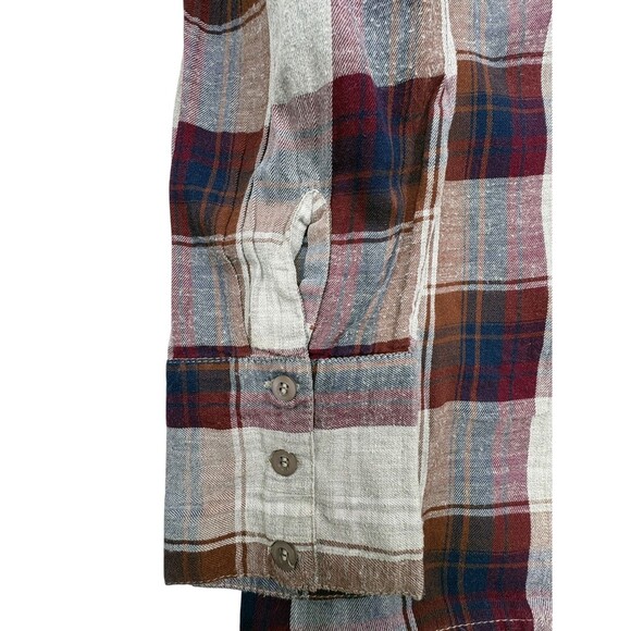 Capsule Plus Ruffle Plaid Blouse Burgundy Navy Cottagecore Prairie Chic 24 - Picture 7 of 14